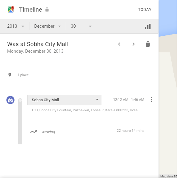 Google 时间线工具：您存储的位置历史记录