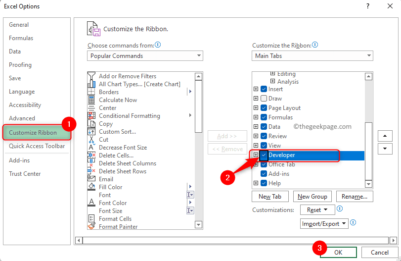 如何在 Microsoft Excel 中显示“开发人员”选项卡