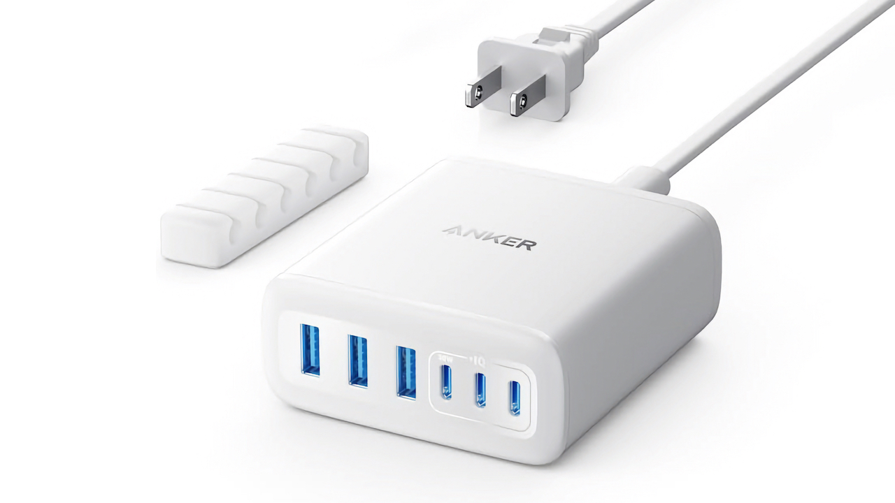 Anker Japan发布“Anker Charger（112W，6端口，GaN）”，一款总输出112W的6端口充电器，配备3个USB-A和USB-C端口。