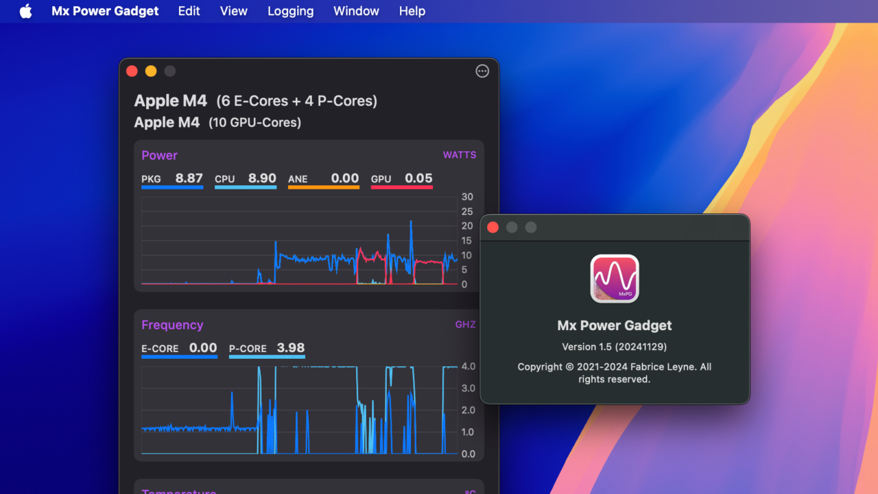 Apple Silicon 系统监视器“Mx Power Gadget”支持 Apple M4 芯片。