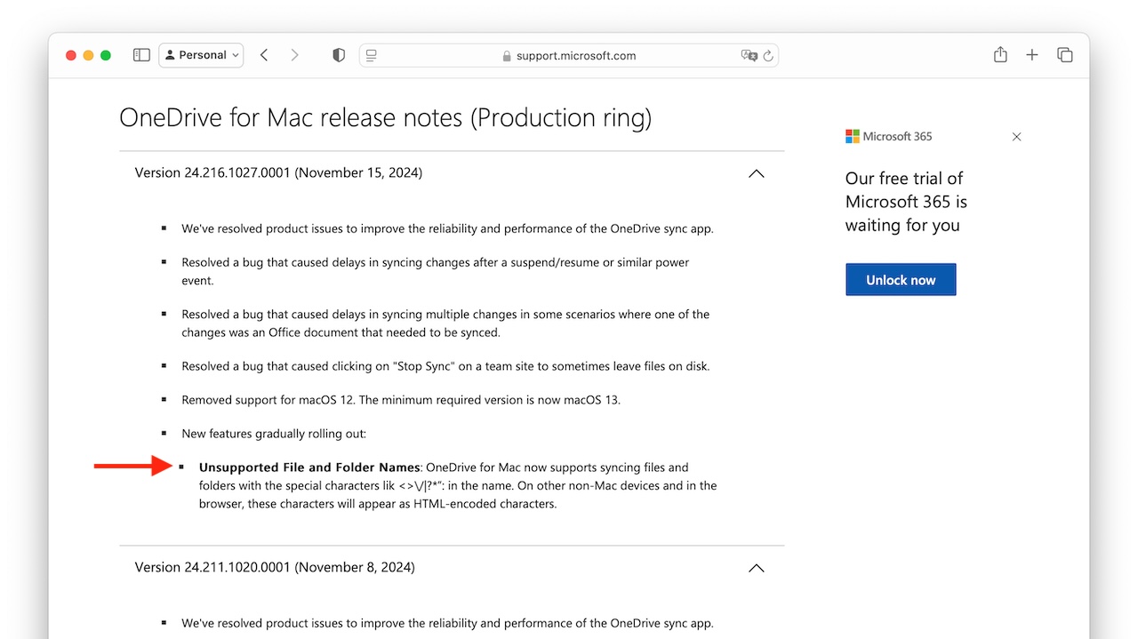 Microsoft 在 OneDrive for Mac 中推出了一项新功能，允许您对包含非 Mac 设备不支持的特殊字符的文件名进行 HTML 编码和同步。