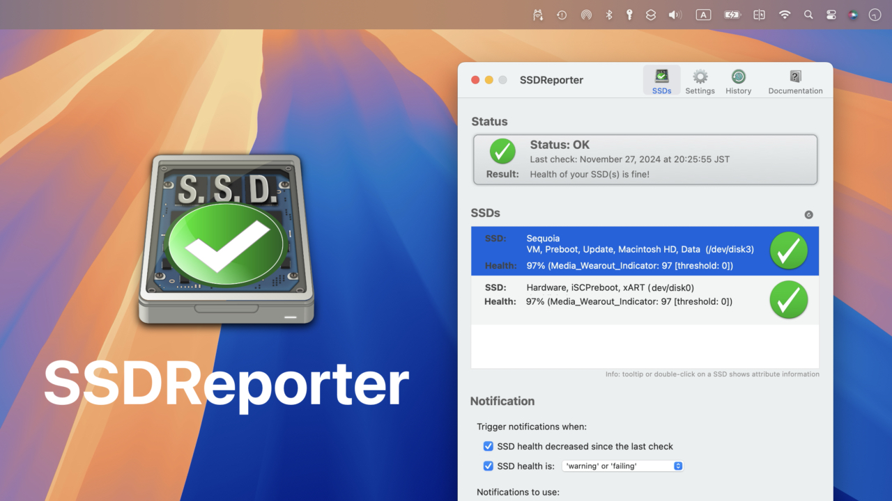 “SSDReporter”是一个显示 Mac 中安装的 SSD SMART 信息的实用程序，现在与 macOS 15 Sequoia 兼容，这是大约 3 年来的首次更新。