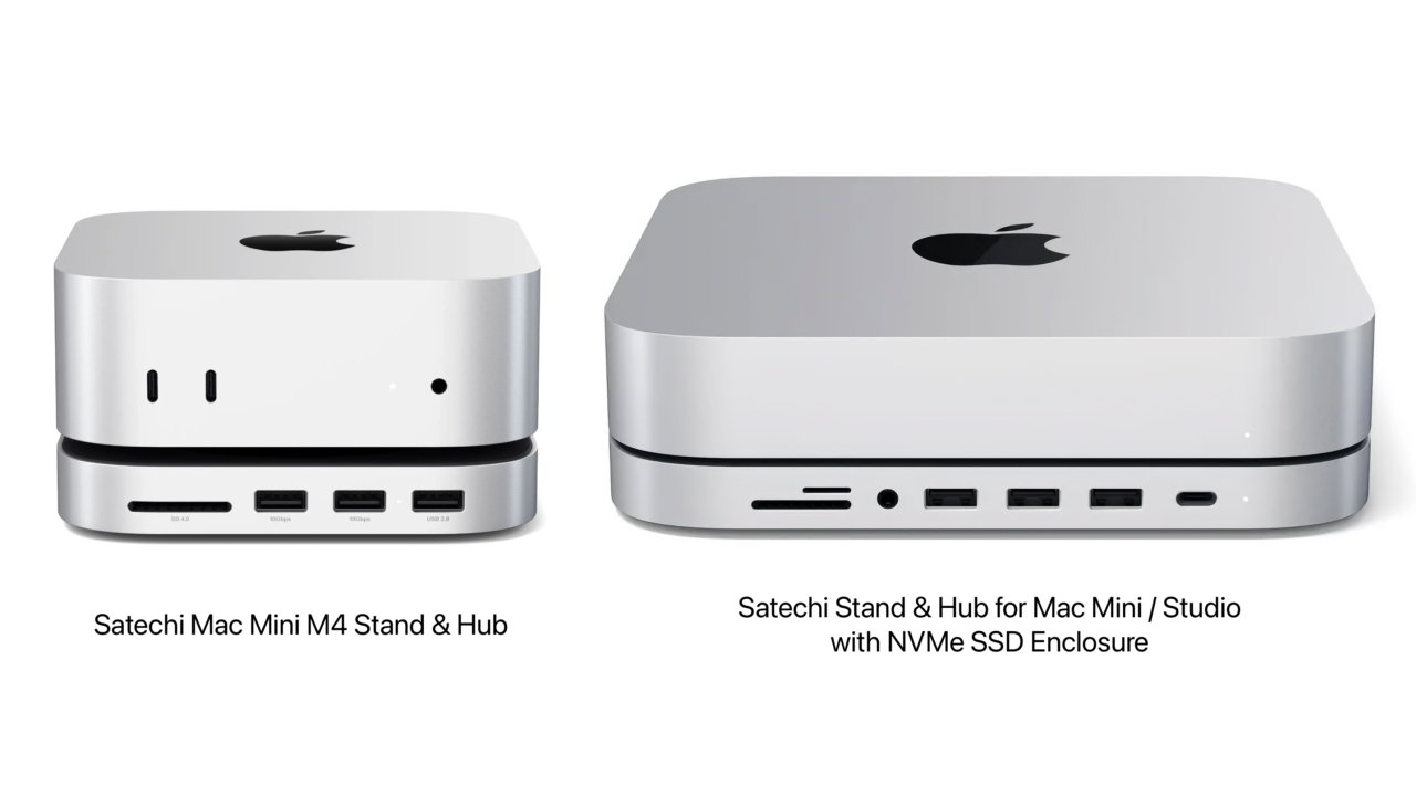 美国Satechi将于2025年春季左右发布适用于Mac mini（2024）的USB-C集线器“Mac Mini M4 Stand &amp; Hub”，配备USB-A、SD读卡器和M.2 NVMe SSD插槽。