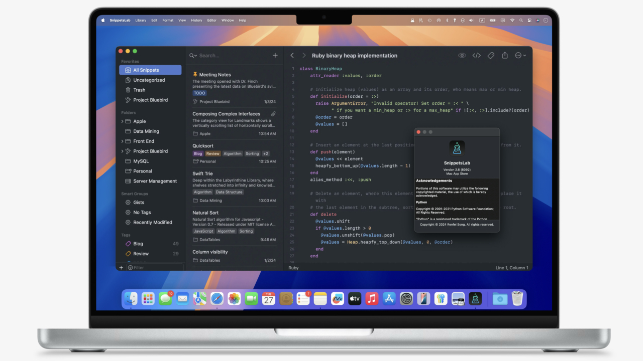 Mac 代码片段应用程序“SnippetsLab”被选为 Mac App Store 2015 年最佳应用程序，现已免费。