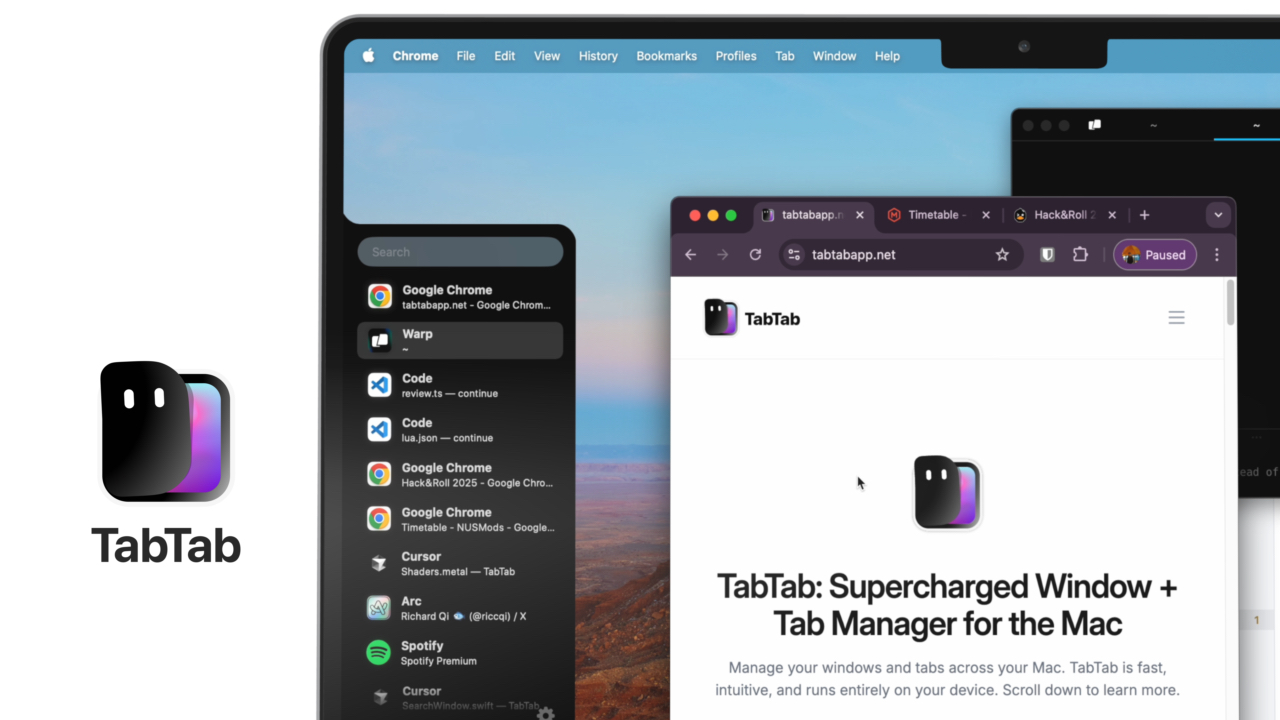 Mac 应用程序“TabTab”已发布，允许您列出和搜索 Safari、Chrome、Firefox、Xcode、VSCode、Finder 和 Terminal 等应用程序中的选项卡。