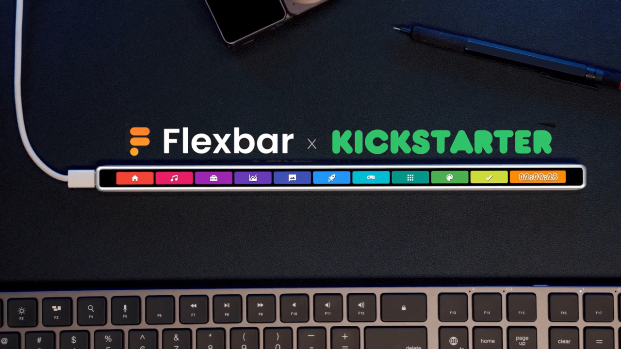 Flexbar 是一款 OLED 触摸条显示屏，看起来像一个独立的 MacBook Pro 触摸条，在第一天就实现了众筹目标。