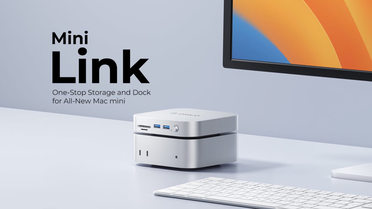 ORICO 推出“ORICO MiniLink”，这是一款具有 USB4 兼容集线器功能的扩展坞，可让您向 Mac mini（2024 年）添加最多 2 个 NVMe SSD、USB-A、microSD/SD 读卡器等。