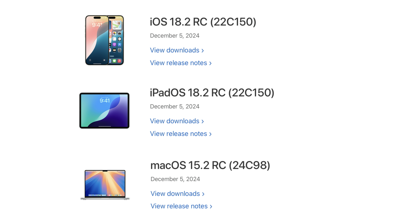 苹果为开发者发布了 macOS Sequoia 15.2、iOS/iPadOS 18.2、visionOS 2.2 等 RC 版本。