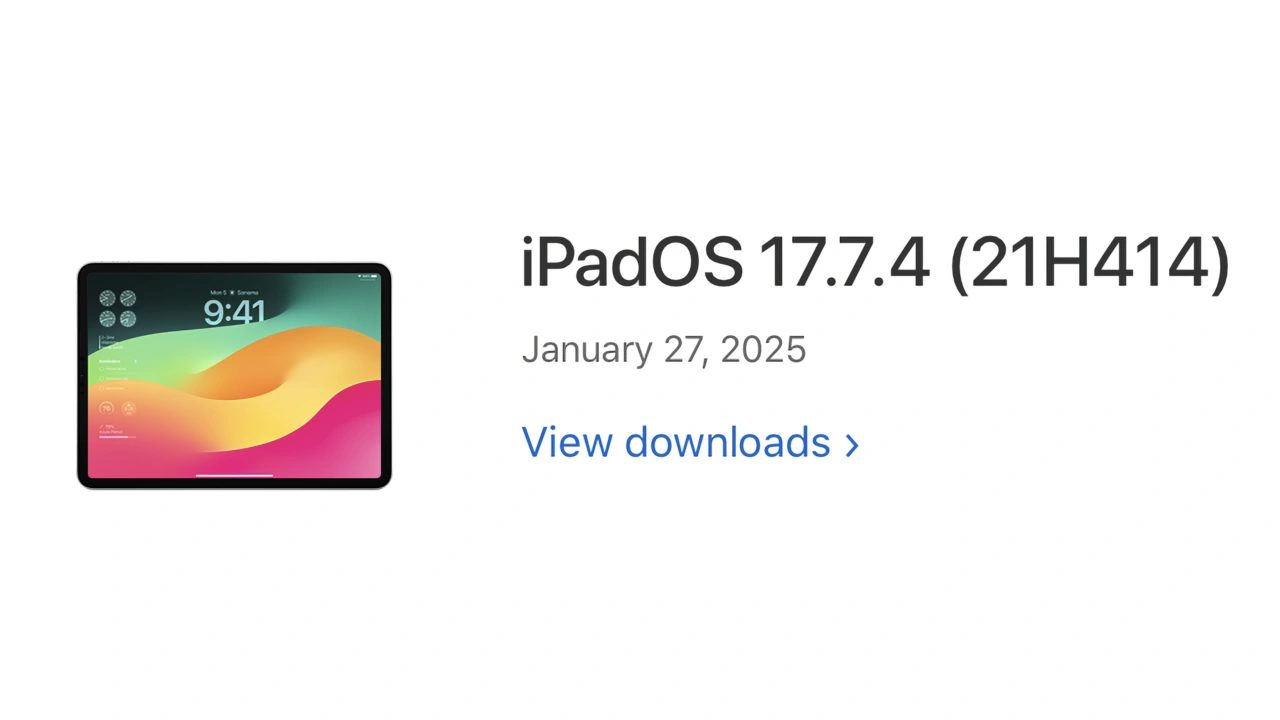 发布了“ iPados 17.7.4”，该iPados纠正了Apple，Old Ipad Pro和iPad（第六代）的多个漏洞。