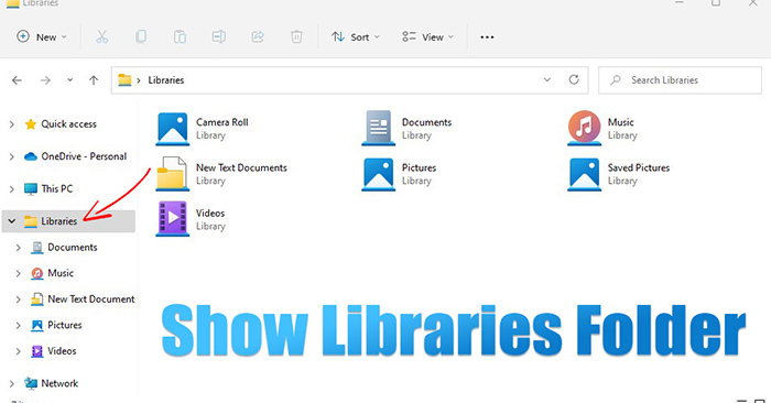 如何在 Windows 11 上显示 Libraries 文件夹